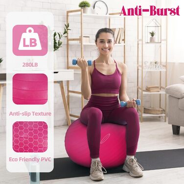 М'яч для вправ BalanceFrom Sports, Стійкий, Нековзкий, Насос, Pink XL 68-75 см