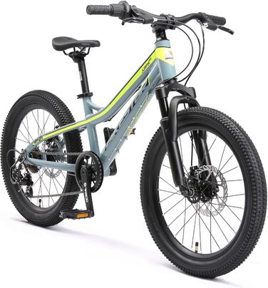 Велосипед BIKESTAR Alu 20, 6-9 років, 7-шв. Shimano, дискові гальма, сірий/жовтий