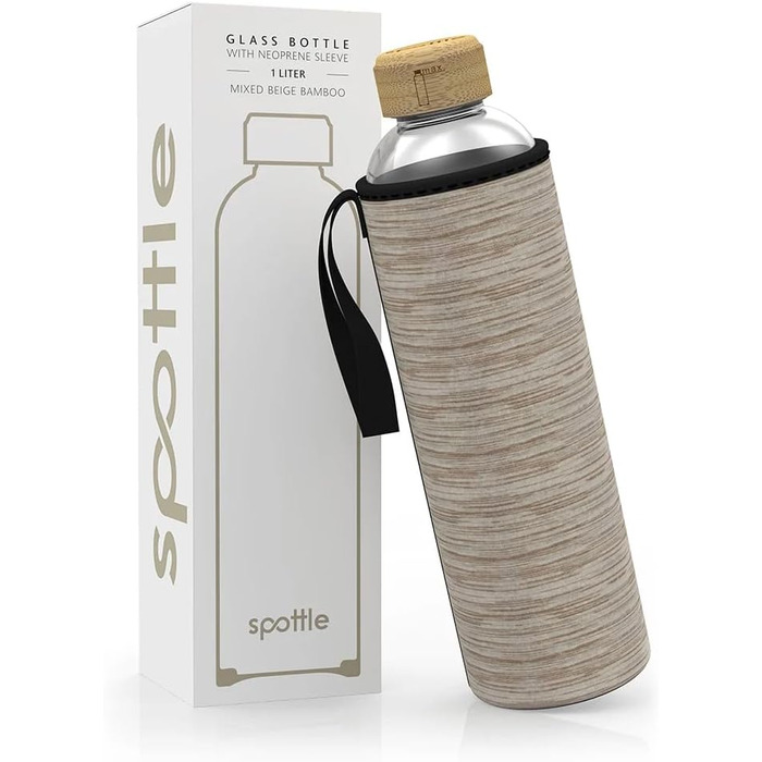 Скляна пляшка для води spottle 1 л, 500/750/1000 мл з неопреновим чохлом, гвинтовою кришкою, багаторазова екологічна пляшка для напоїв