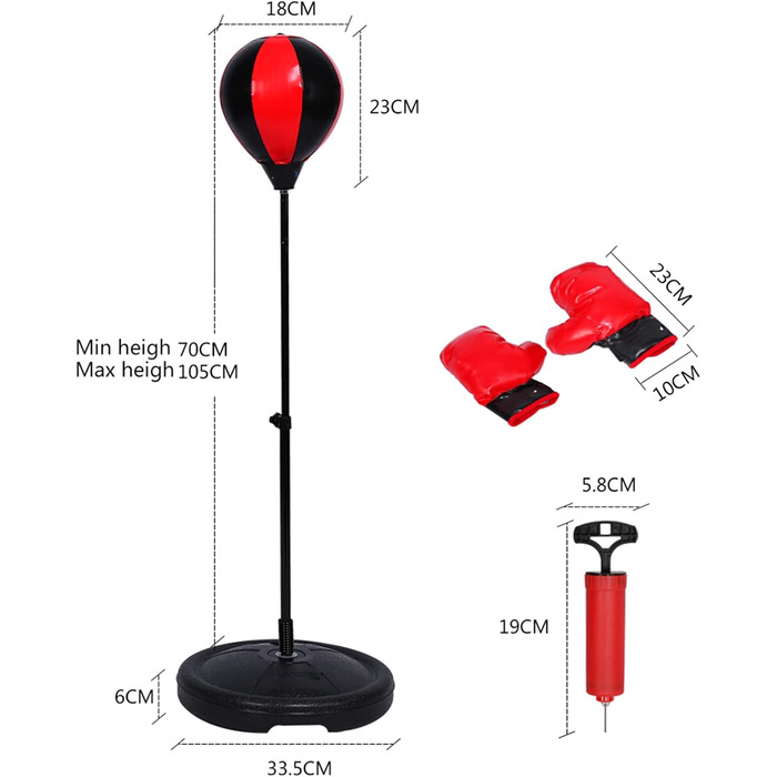 Боксерський м'яч Боксерська груша Боксерська стійка Регульований боксерський м'яч Набір для боксу Дитяча боксерська груша стоячи з боксерськими рукавичками та насосом Поворотний кульковий підшипник Боксерська груша Боксерська стійка для фітнесу Тренування