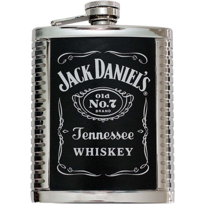 Фляга Jack Daniels 5546 з нержавіючої сталі, срібляста, ліцензійна барна атрибутика
