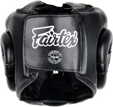 Захист голови Fairtex HG13 з діагональним оглядом, для шнурівки, захист голови для тайського боксу, K-1 MMA (чорний / червоний, M)