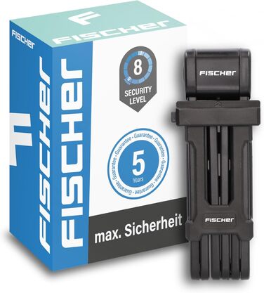 Велозамок складаний FISCHER 85852 з кріпленням і 2 ключами, чорний, 85 см