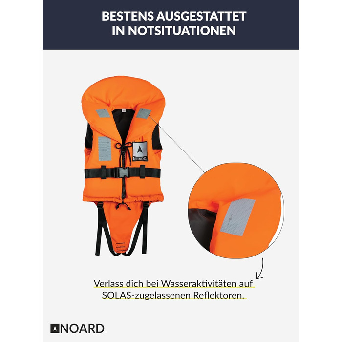 Рятувальний жилет NOARD підходить для дітей та дорослих Seaside 10-120 кг EN ISO 12402-4 (100 N) Помаранчевий 10-20 кг