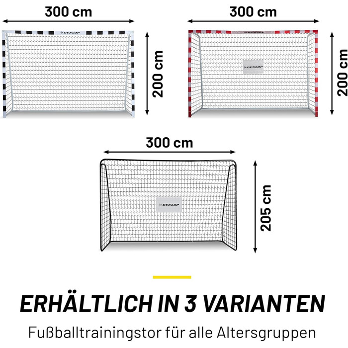 Футбольні ворота Dunlop - Футбольні ворота великі - Футбольні ворота - Футбольні ворота для садових дітей та дорослих - Футбольні тренувальні аксесуари для приміщень та вулиці - Метал Білий/Червоний 300x200x110см