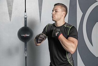 Двосторонній спідбол MaxxMMA, боксерський спідбол, м'яч для ухилення від рефлексу, ударний спідбол, тренувальний м'яч для ММА, включаючи насос, шнурівку та кільцевий замок