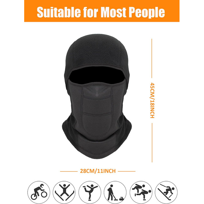 Маска Voofly Balaclava флісова вітрозахисна лижна One size