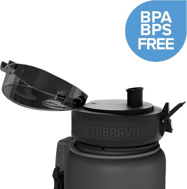 Спортивна пляшка Embrava 680 мл з часовими мітками, BPS-free, герметична, для фітнесу, спорту та походів