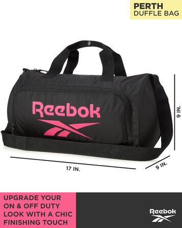 Спортивна міні-спортивна сумка Reebok Perth, легка, для подорожей, пляжу, йоги, чорна/рожева, onesize