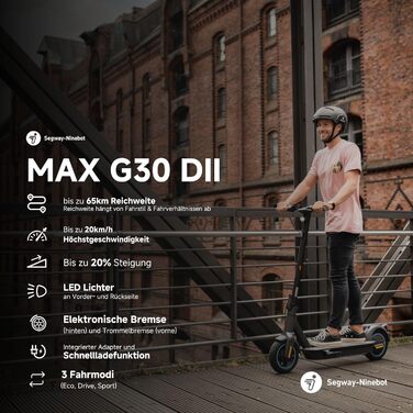 Електросамокат Segway-Ninebot MAX G30D II, 65 км, сірий (2021)