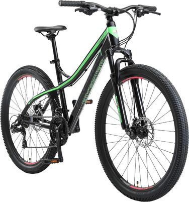 Алюмінієвий гірський велосипед BIKESTAR Hardtail Shimano 21 швидкісна трансмісія, дискові гальма 26, 27.5, 29 дюймові шини 16, 17, 18 дюймова рама Alu MTB ПРОБНА ВЕРСІЯ БЕЗ РИЗИКУ 27,5 дюймів Дискові гальма Чорний і Зелений