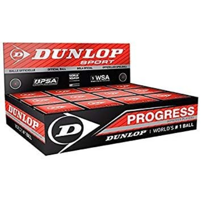 М'ячі для сквошу Dunlop 12 уп. проф. якості (прогрес/червоний)