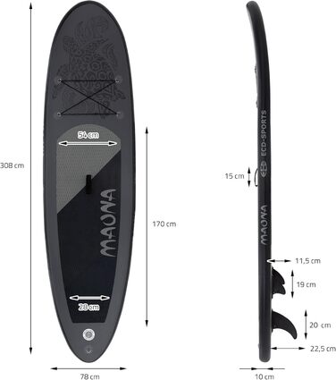 Надувна SUP-дошка для веслування стоячи 305/308/320/380 см, до 120/150 кг, товщина 10/15 см, з каяк-сидінням, комплект: сумка, весло, різні моделі