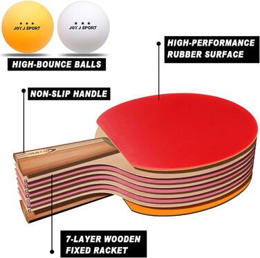 Ракетки для настільного тенісу, набір ракеток для пінг-понгу з 2 ракетками та 3 м'ячами, ракетки для настільного тенісу для початківців та просунутих гравців (Leisure Set) (набір 4 біти)