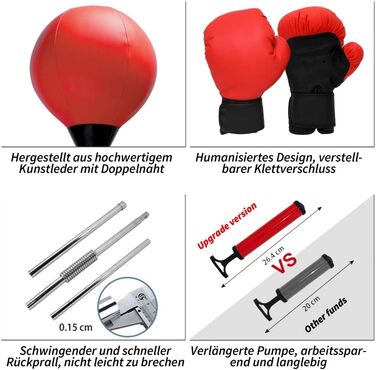 Боксерська груша Mucola Боксерська груша для дорослих в т.ч. боксерські рукавички та лампа для боксу з насосом регульована по висоті 90-127 см Стійка для боксерського м'яча Кікбоксинг стоячи