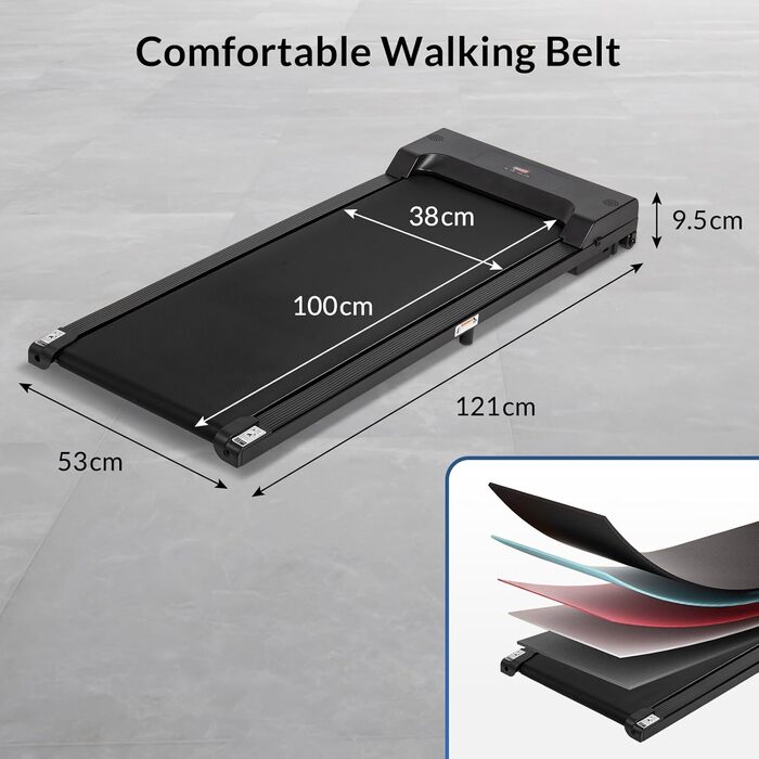 Бігова доріжка Todeco 2-в-1 для дому та офісу, Walking Pad, швидкість 1-8 км/год, з пультом ДК та LCD-дисплеєм, тиха, до 90 кг