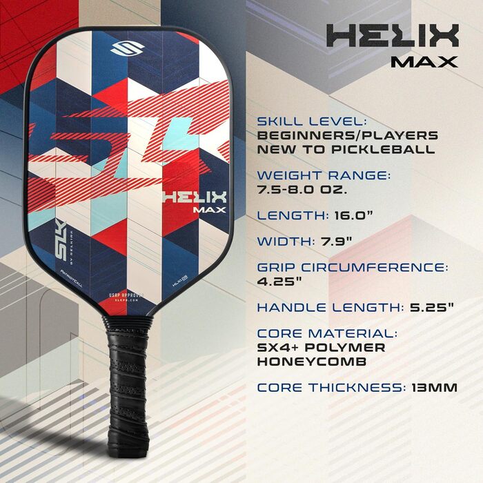 Patriot 2024 SLK Helix Pro Pickleball Paddle, гібрид карбон/скловолокно