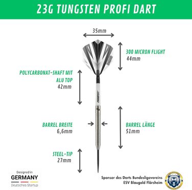 Набір дротиків Champify 3 Steeldarts, сумка, аксесуари, 23г