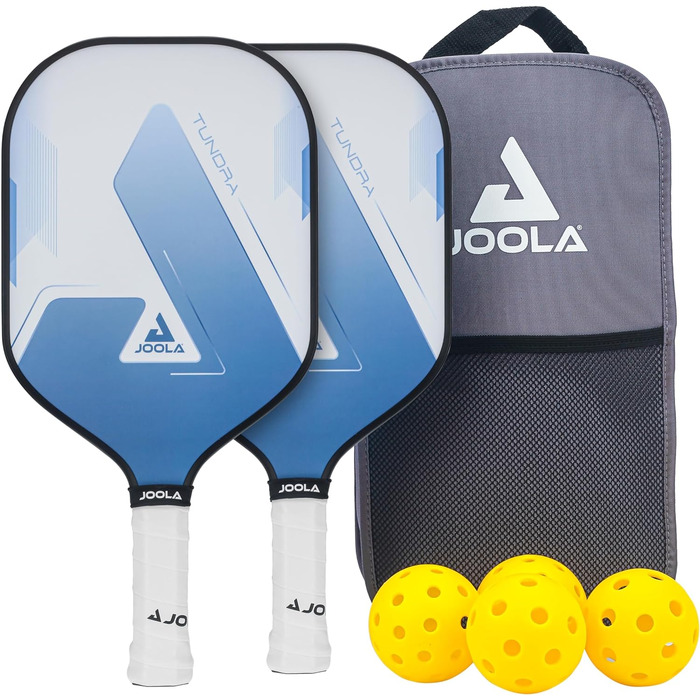 Набір JOOLA Pickleball Blue Lightning Включає 2 ракетки, 4 м'ячі та сумку, ідеально підходить для рекреаційних гравців синя тундра з 7 предметів