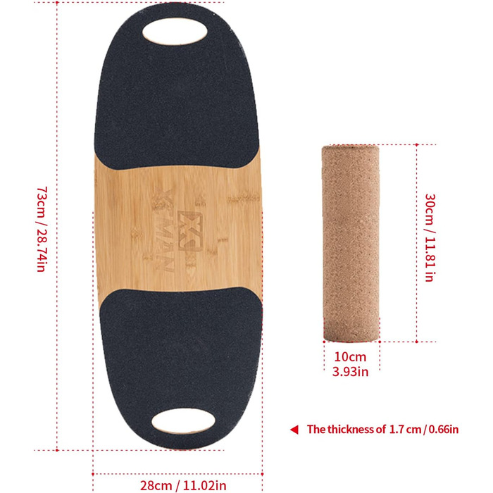 Балансирна дошка XCMAN з бамбука з регульованими стопорами 3 різні варіанти дистанції Дошка для серфінгу, катання на лижах, сноуборді, скейтборді Тренування