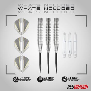 RED DRAGON Darts Seren Pure – професійні дротики з вольфраму 90%, сталевий наконечник, набір із крилами та держателями, різні стилі та ваги (21–25 г)