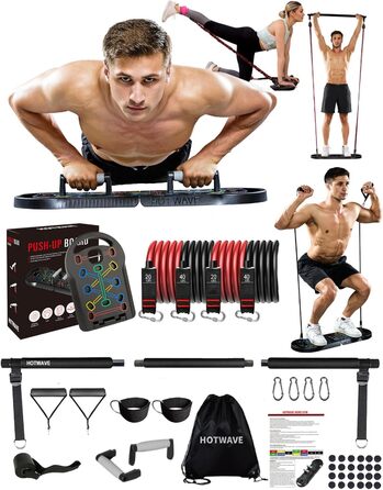 HOTWAVE Push Up Board 20-в-1: Портативна складна дошка для віджимань, професійний тренажер для чоловіків і жінок, домашній спортзал, універсальні ручки для підлоги