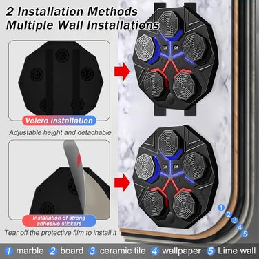 Музична боксерська машина ZFZZC, Електронна боксерська машина Музична боксерська машина, Електронна боксерська машина з Bluetooth, Розумне обладнання для тренування, Боксерська мішень з рукавичками для домашніх вправ