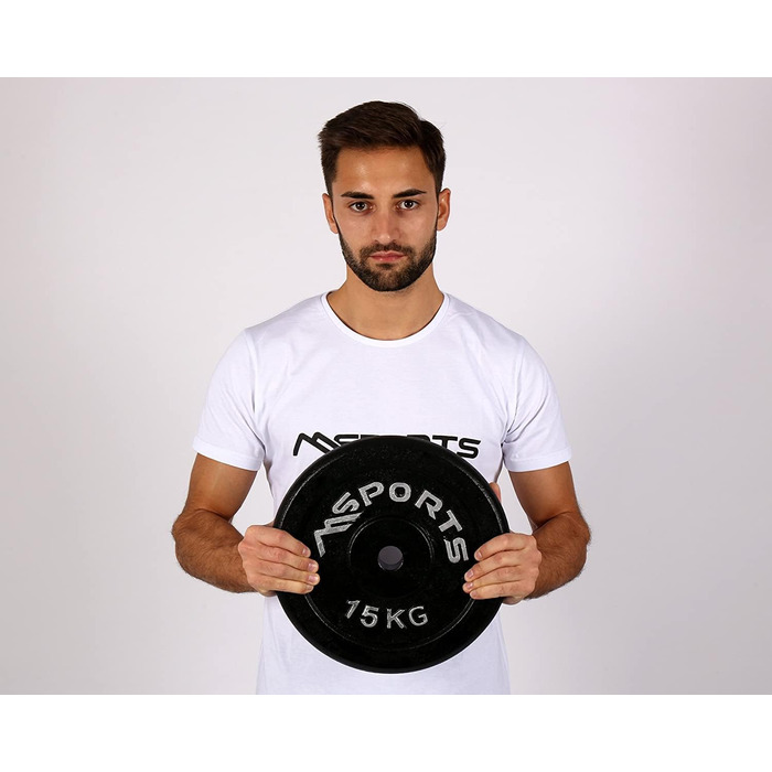 Гантелі MSPORTS Weight Plates Professional 100 чавун 5-30 кг (2 x 15 кг - чорна)