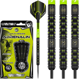 Дротики WINMAU Michael Van Gerwen MvG Adrenalin 23 г професійні, вольфрамові, для дартсу, з наконечником Steeltip, комплект з оперенням і шафтами