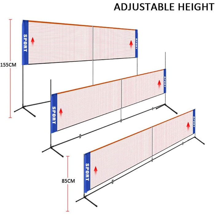 Сітка для бадмінтону Сітка для бадмінтону з сумкою для перенесення, тенісна сітка 3,1 м/4,1 м/5,1 м/6,1 м Портативна волейбольна сітка для воланів на відкритому повітрі