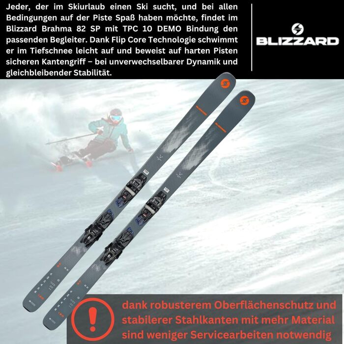 Гірськолижний лижний Allmountain Ski - Blizzard Brahma 82 - Rocker Camber Rocker - з кріпленням Marker TPC 10 Demo Z3-10 - для дуже спортивних лижників 180см