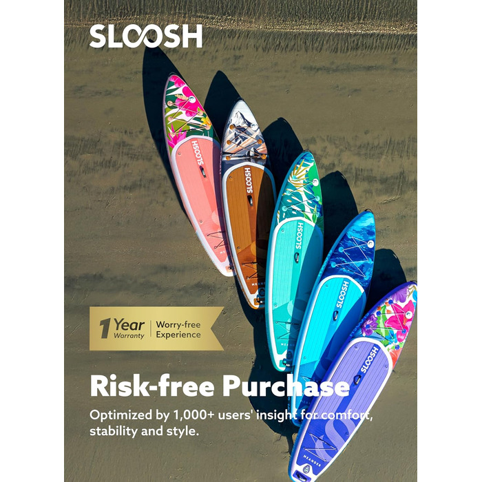Надувна SUP-дошка SLOOSH 10'6'' з аксесуарами, нековзке EVA-покриття, легка сумка та насос, для дорослих і підлітків