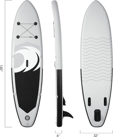 Надувна дошка для веслування Stand Up Paddle Board SUP з преміальними аксесуарами для веслової дошки та нековзною декою Рюкзак ISUP Повідцевий насос для риболовлі Йога для дорослих та молоді та дітей білий