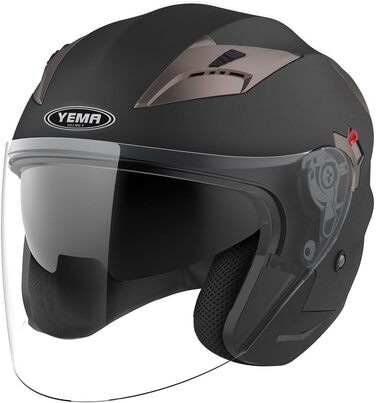 Мотоциклетний шолом YEMA YM-627 чорний матовий з подвійним візором, сонцезахисним козирком, сертифікат ECE для дорослих, чоловіків та жінок