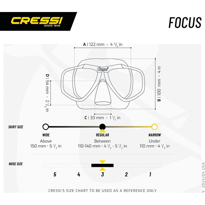 Набір трубок Cressi Focus, регульований, лінзи 1,00-8,00, чорний