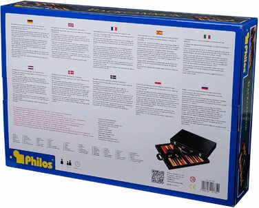Backgammon Philos Donousa великий, штучна шкіра, чорний/червоний/жовтий