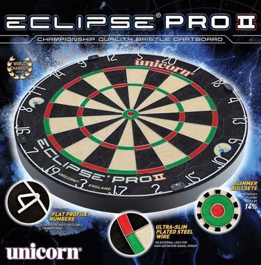 Дошка для дартсу Unicorn Eclipse Pro, Sisal, HD Spider, ультратонка