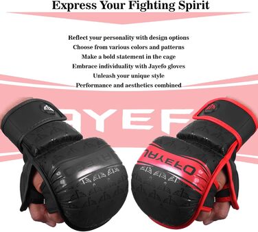 MMA рукавички Jayefo з відкритою долонею для спарингу та греплінгу, універсальні для чоловіків і жінок, підтримка зап'ястя, для MMA, боксу, муай-тай, кікбоксингу