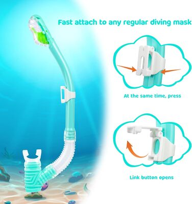 Набір трубки Kids, Окуляри для дайвінгу Kids Anti-Fog and Dry Snorkel - Маска для дайвінгу проти протікання Суха трубка Набір для підводного плавання для хлопчиків дівчаток 4-14 F Aqua Set