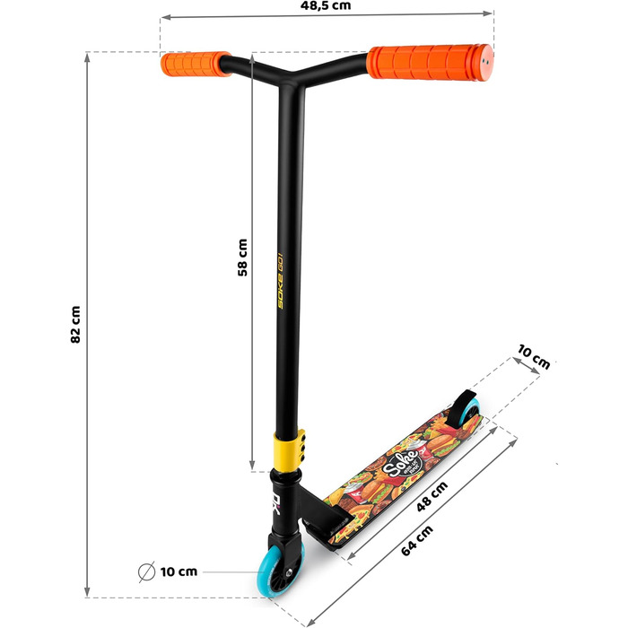 Потужний скутер Skatepark Stunts Trick Scooter Scooter Kick Scooter City Scooter Freestyle Kick Scooter з ABEC 9 Кулькові підшипники PU матеріал (помаранчевий)