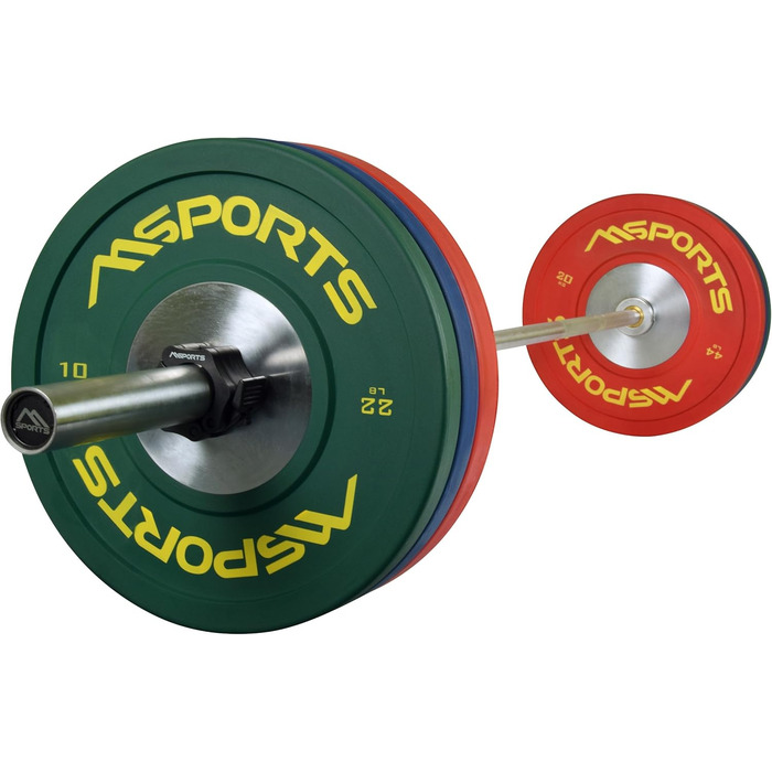 Набір професійних дисків для штанги MSPORTS Olympia, 2 шт, 51 мм, студійна якість, чавун, з гумовим покриттям, вага 5-20 кг