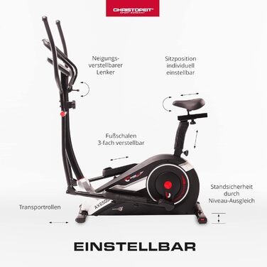 Гібридний тренажер Christopeit Sport AX 6500, 2-в-1, магнітна система гальмування, 10 рівнів навантаження, до 150 кг, чорний
