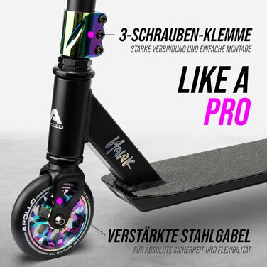 Фрістайл Kick Scooter для дітей і дорослих, Дитячий самокат, Трюковий самокат для хлопчиків і дівчаток від 6 років, Трюковий самокат для початківців і досвідчених малюків, Трюковий самокат (Black / Rainbow)