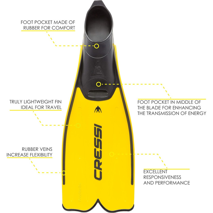 Ласти Cressi Rondinella жовті 45/46 для снорклінгу та плавання