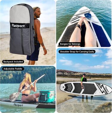 Преміальна надувна SUP-дошка FBSPORT для йоги, серфінгу, з антиковзким покриттям, веслом, насосом, ременем, сумкою та аксесуарами, для дорослих і підлітків