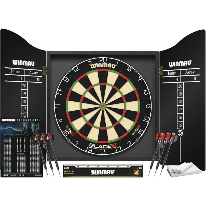 Дошка для дартсу WINMAU Blade 6 з шафою, 2 наборами дартсу та аксесуарами