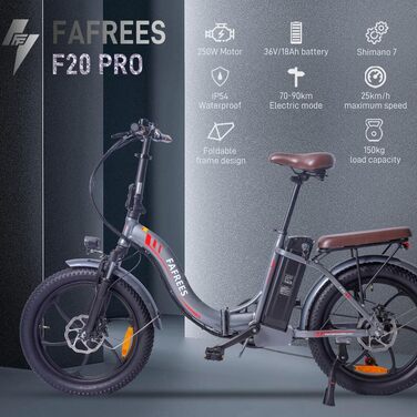 Складаний велосипед Fafrees F20 PRO E-Bike 36V 18AH 250Вт Shimano 7S