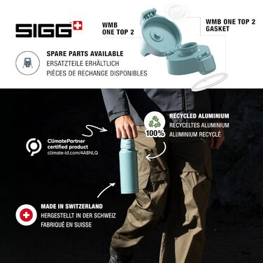 SIGG Алюмінієва пляшка для напоїв WMB One, для газованих напоїв, герметична, легка, BPA-free, Швейцарія, 1 л/0,75 л, Outdoor
