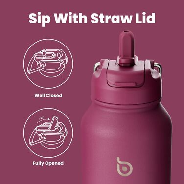 Спортивна пляшка bottlebottle 1л, нержавіюча сталь, ізольована, з трубочкою та контейнером для таблеток, червона