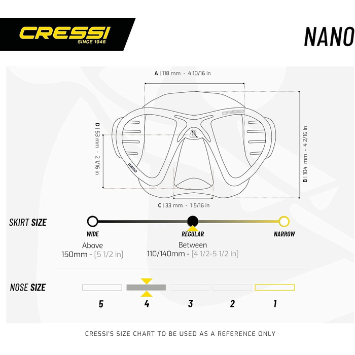 Окуляри Cressi Nano для дайвінгу чоловічі чорні